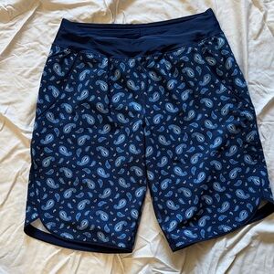 Lands' End Navy Paisley Swim Shorts